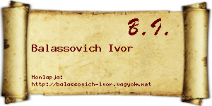 Balassovich Ivor névjegykártya